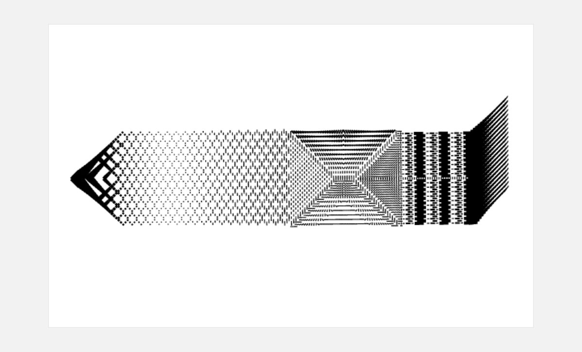 The following textile looking shape was constructed by duplicating a single object multiple times changing its attributes each time.